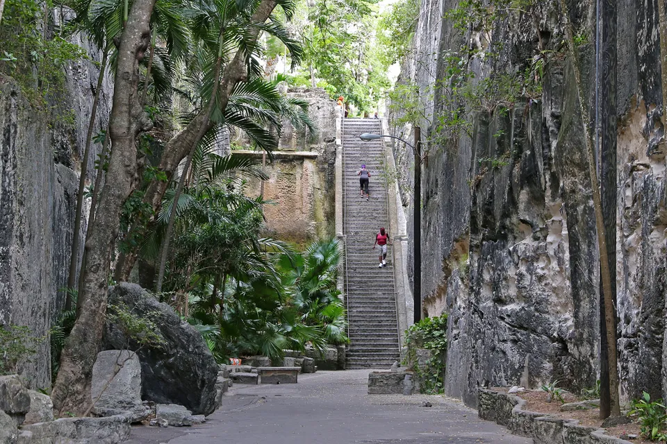 Limestone walls and steps of the Queen’s Staircase in Nassau