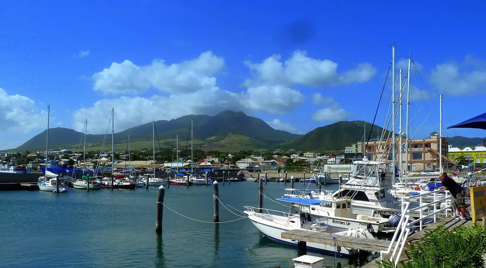 Marina and green hills at Basseterre, St. Kitts