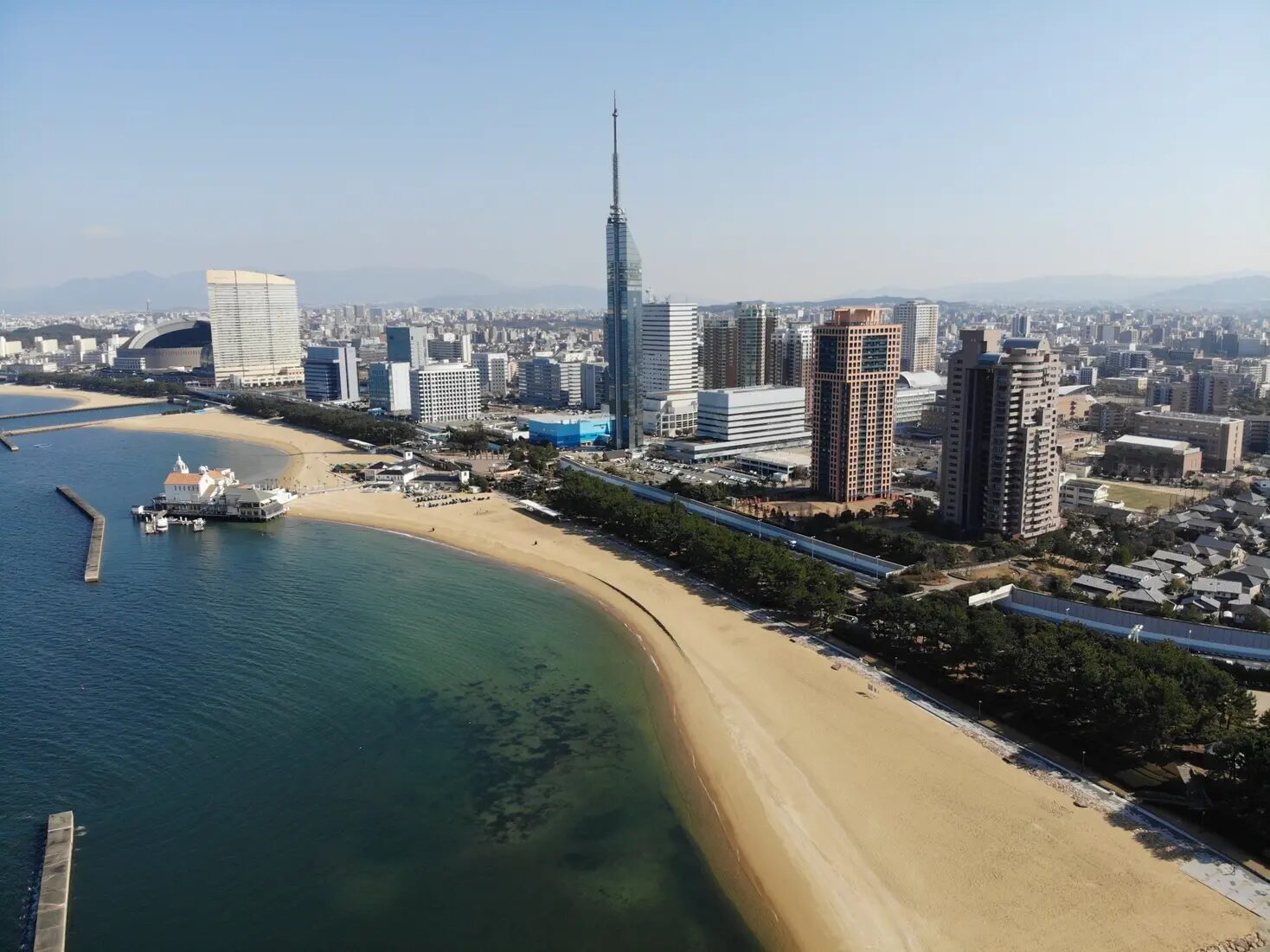 Seaside Momochi and the Fukuoka skyline in Japan