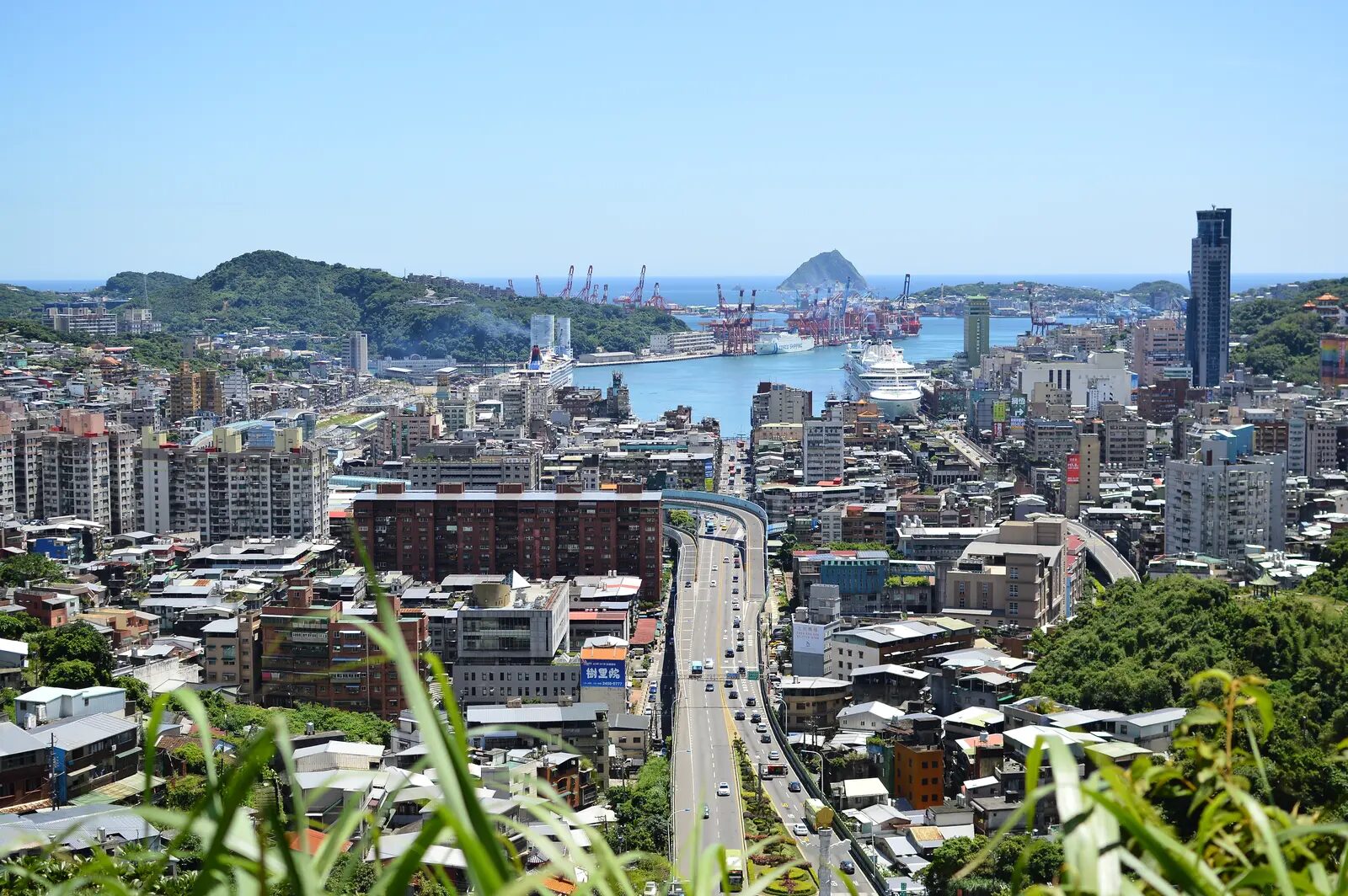 Keelung harbor viewed from Shiqiuling in Taiwan