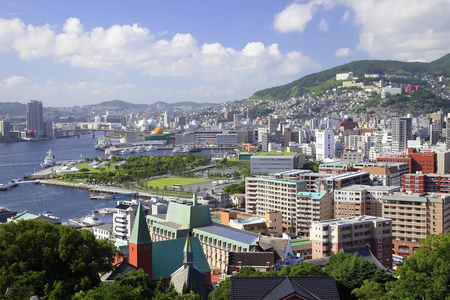 Nagasaki harbor and city viewed from Glover Garden