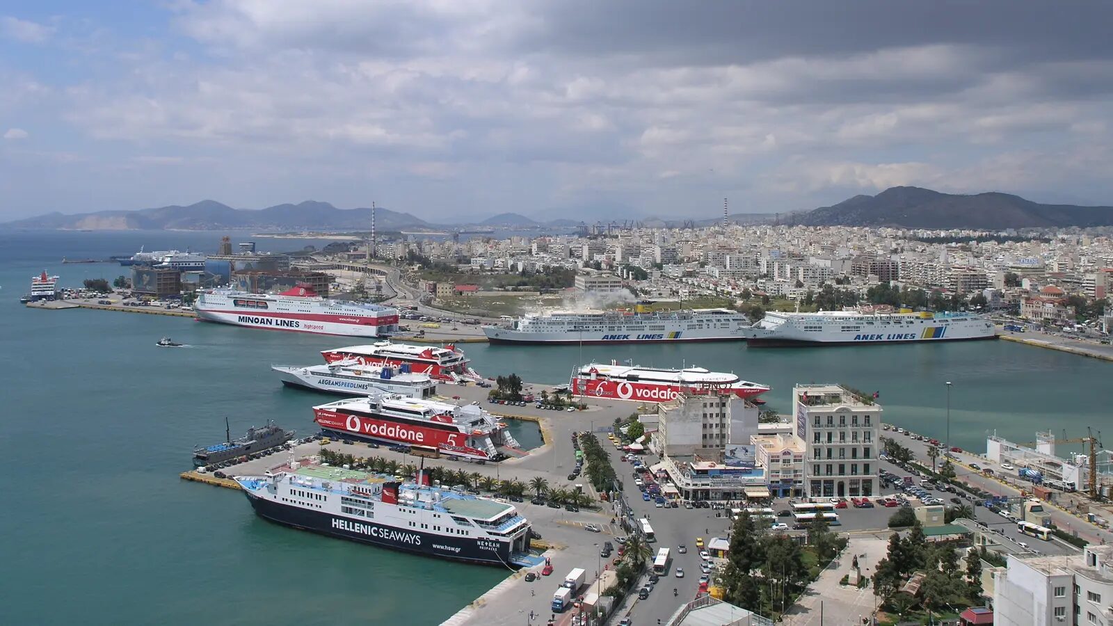 Panoramic view of Piraeus harbor in Greece