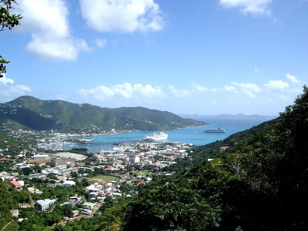 Road Town harbor and hills on Tortola