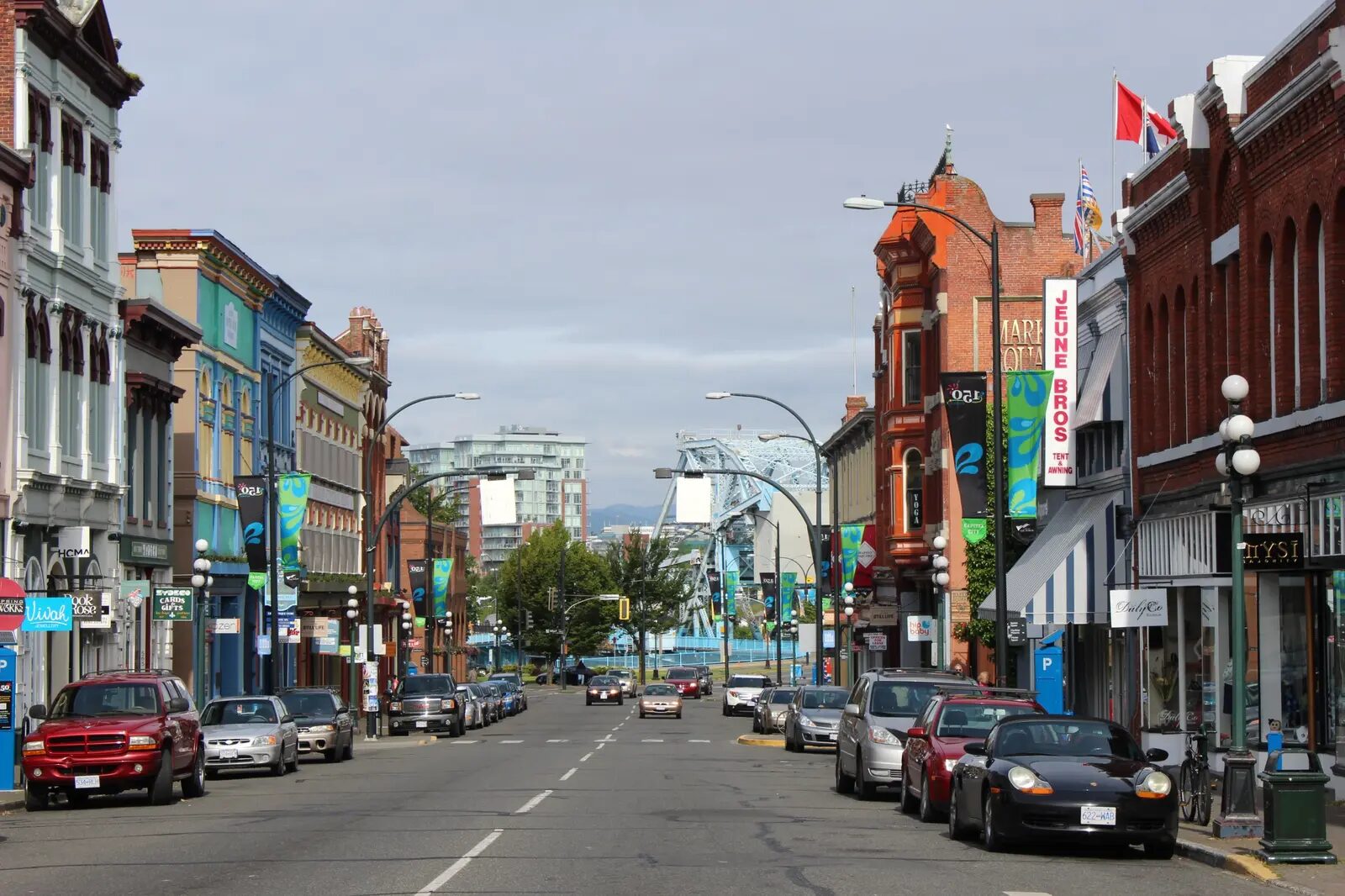 Johnson Street and the harbor area in Victoria, British Columbia