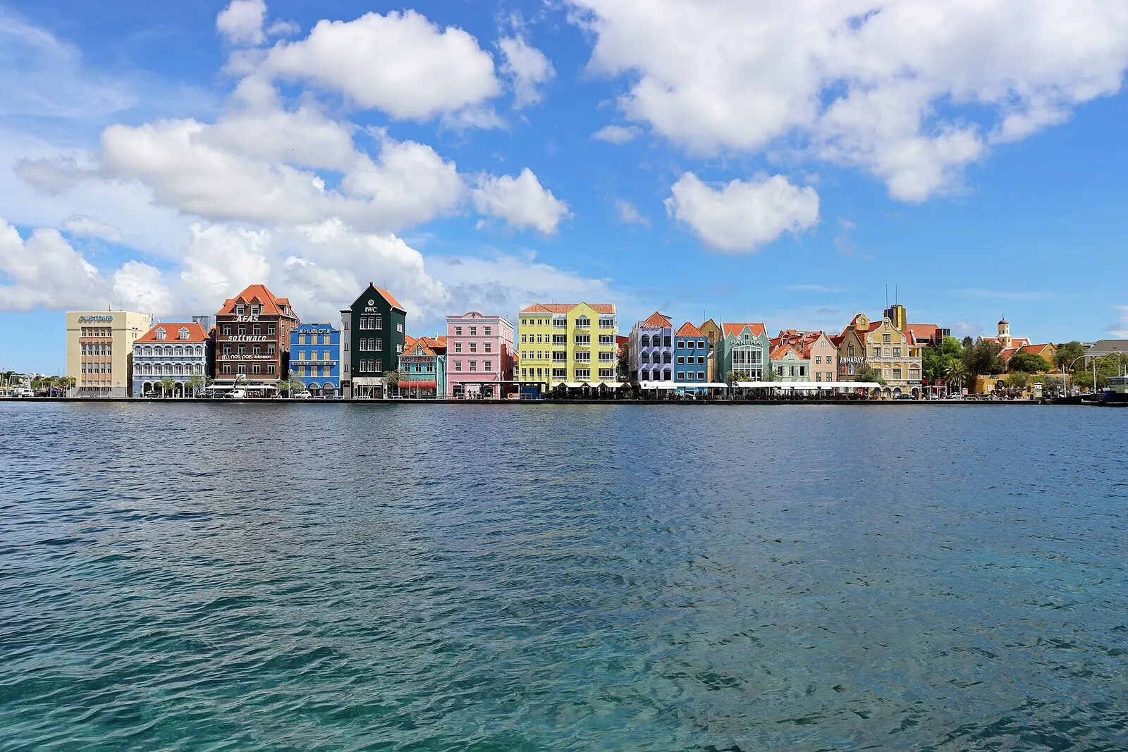 Colorful Handelskade waterfront in Willemstad, Curacao